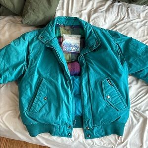 Vintage 1980s Members Only Green Puffer Jacket